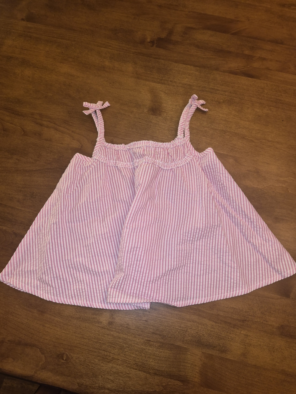 Absorba Paris Pink and White Striped Tie-Shoulder Tank Top Sz 18 Months